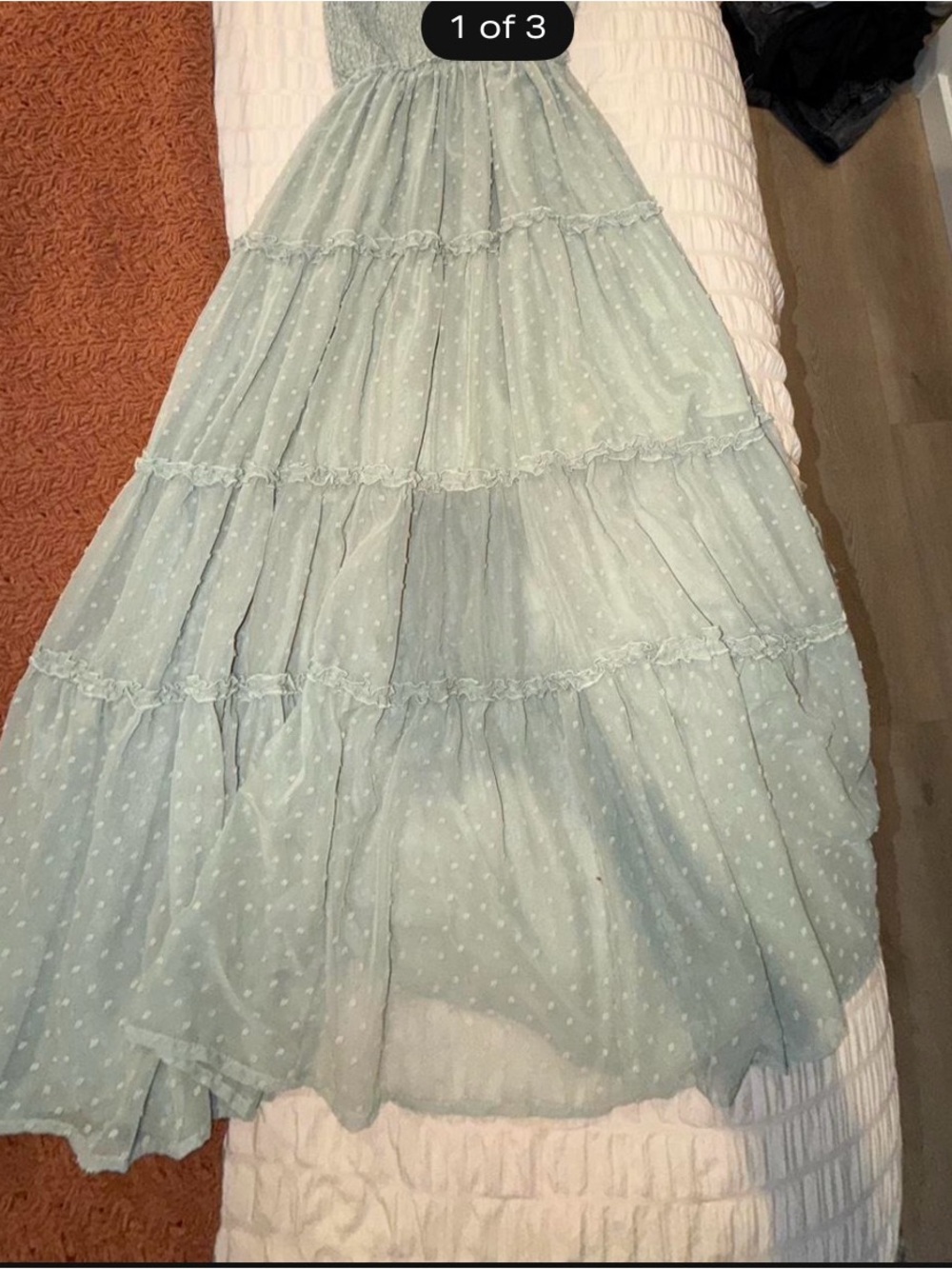 HYFVE Pale Blue Polka Dot Tiered Maxi Skirt